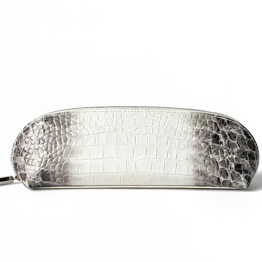 The Pouch in Himalaya, croc-embossed makeup pouch